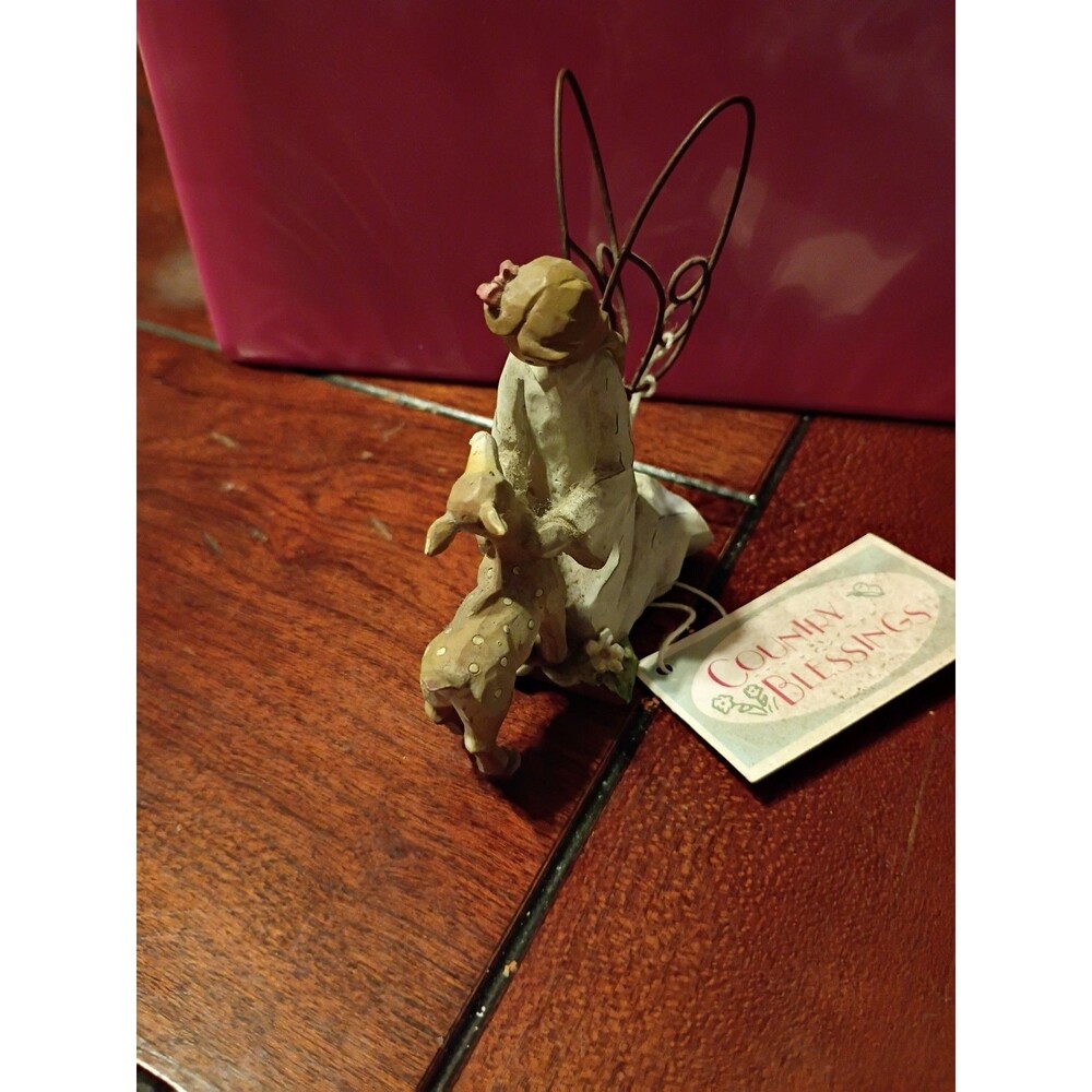 Country Blessings Salem Collection Angel Girl with Deer Figurine